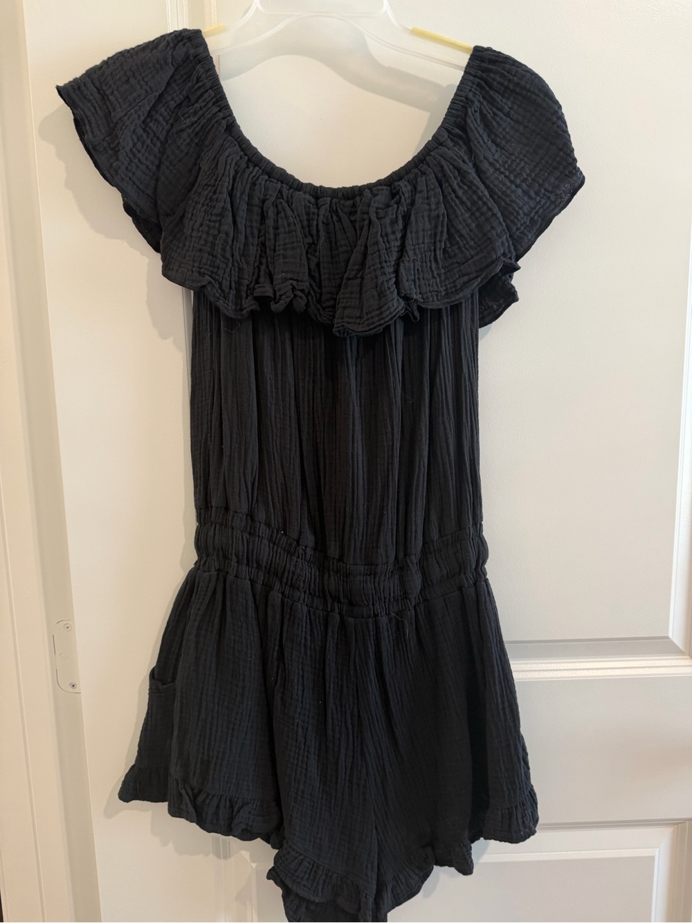 Black Ruffled One-Piece Romper - Picture 2 of 3